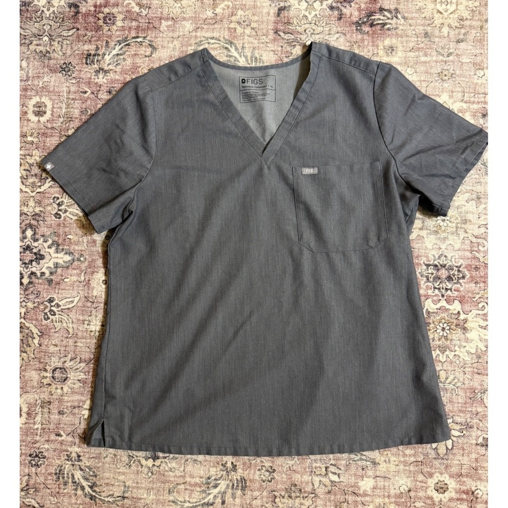 FIGS Catarina‎ Scrub Top Womens XL Graphite V-Neck Technical Collection FW1000
